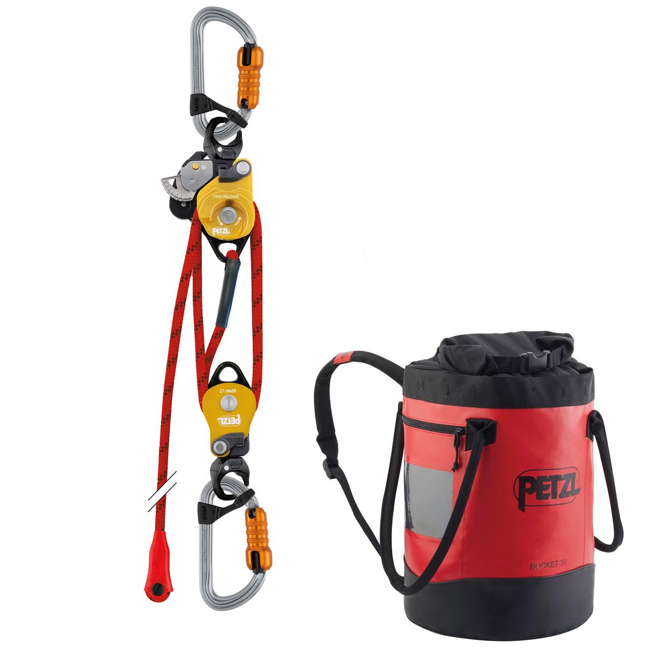 The petzl twin-release kit is pre-assembled and ready to use.